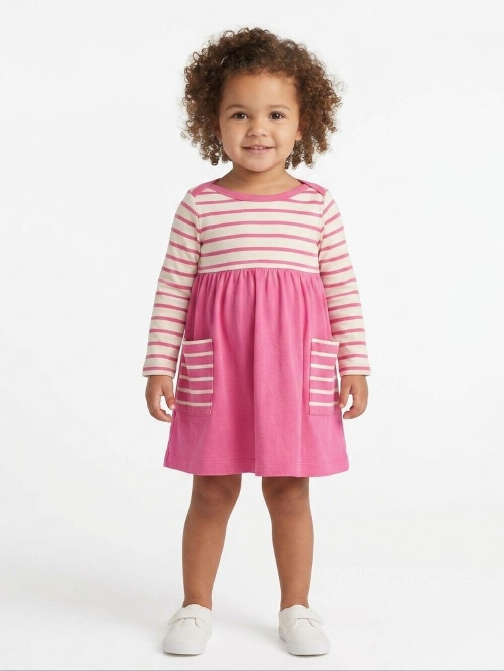 Hanna Andersson 80 cm/ 18-24 months Pink/White Stripe dress with diaper cover